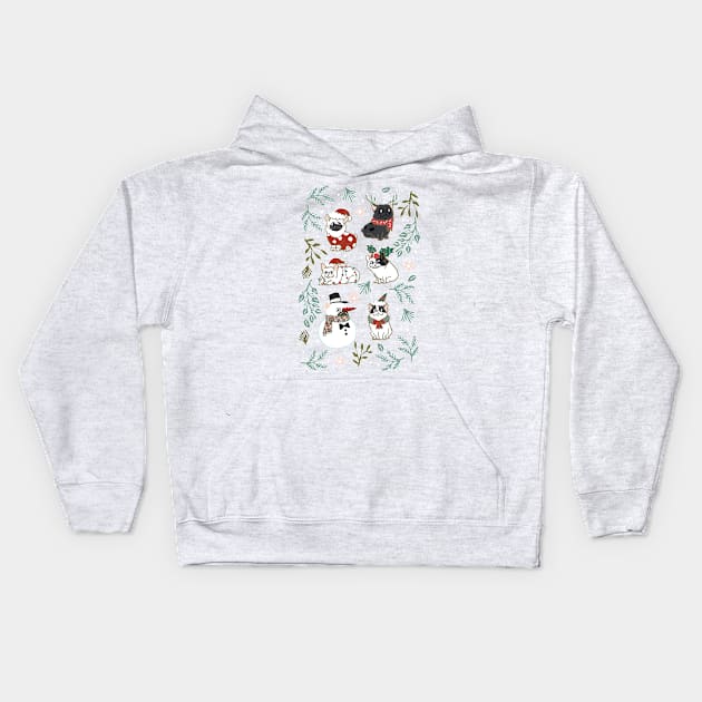 Christmas French Bulldog Kids Hoodie by huebucket